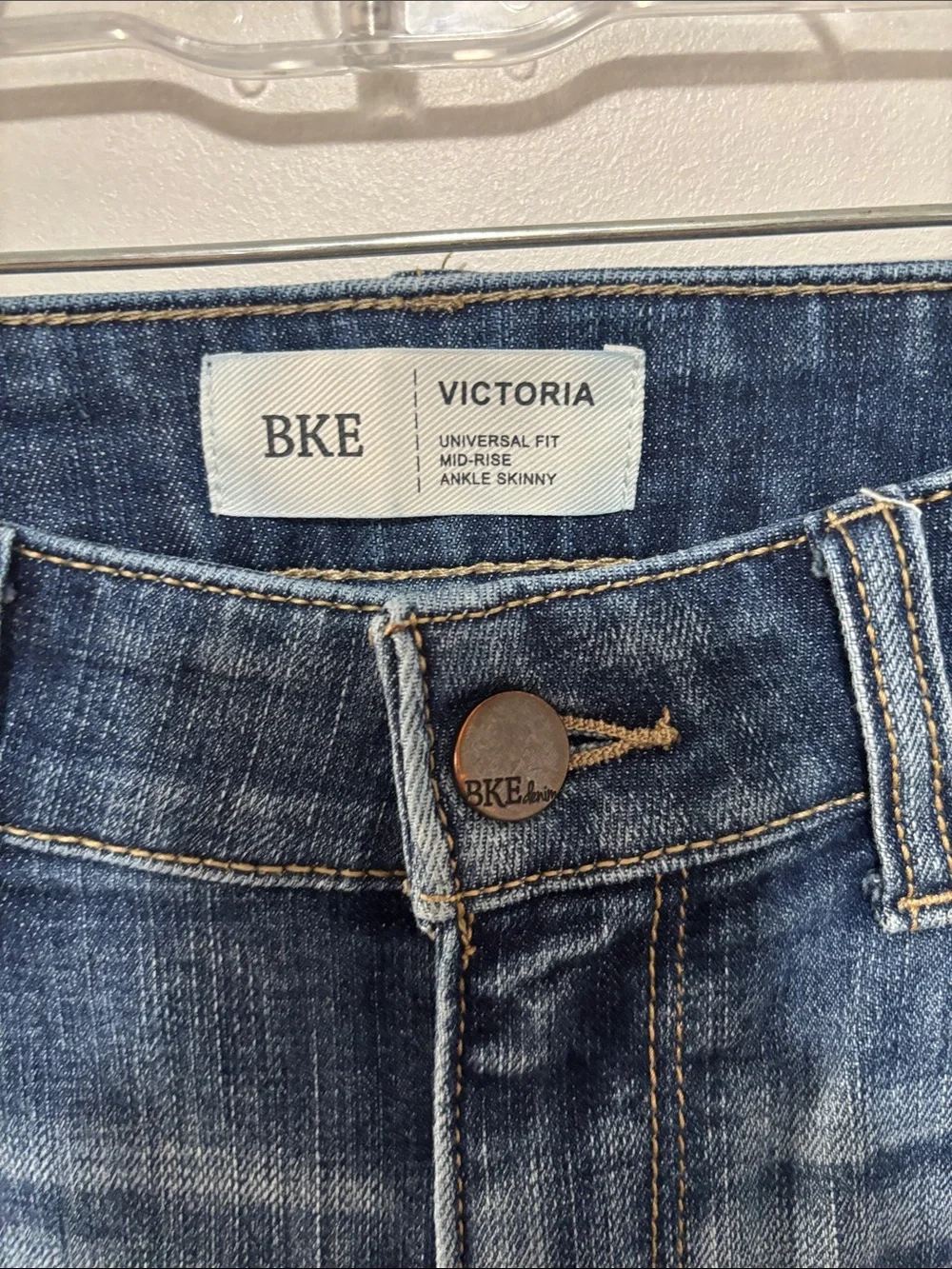 BKE Victoria Mid-Rise Ankle Skinny Jeans Raw Frayed Hem Size 25x27